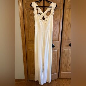 Monique Lhuillier x BHLDN. White Jumpsuit. Size 14. 30in inseam.